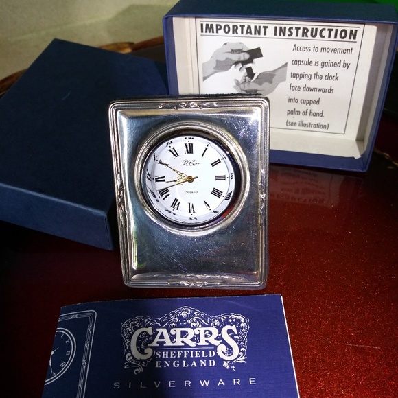 R. CARRS Vintage Sterling Silver, SHEFFIELD Clock - Picture 2 of 4